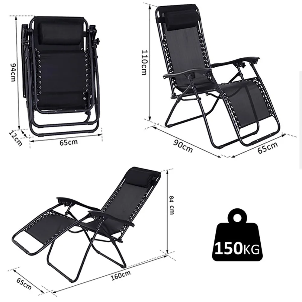 Set of Two Neo Green Zero Gravity Recliner Garden Sun Loungers