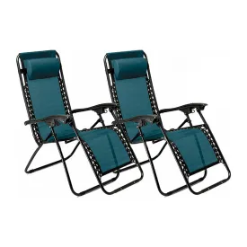 Set of Two Neo Green Zero Gravity Recliner Garden Sun Loungers