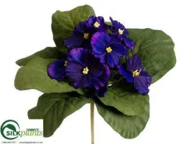 Silk Plants Direct African Violet Bush - Purple - Pack of 12