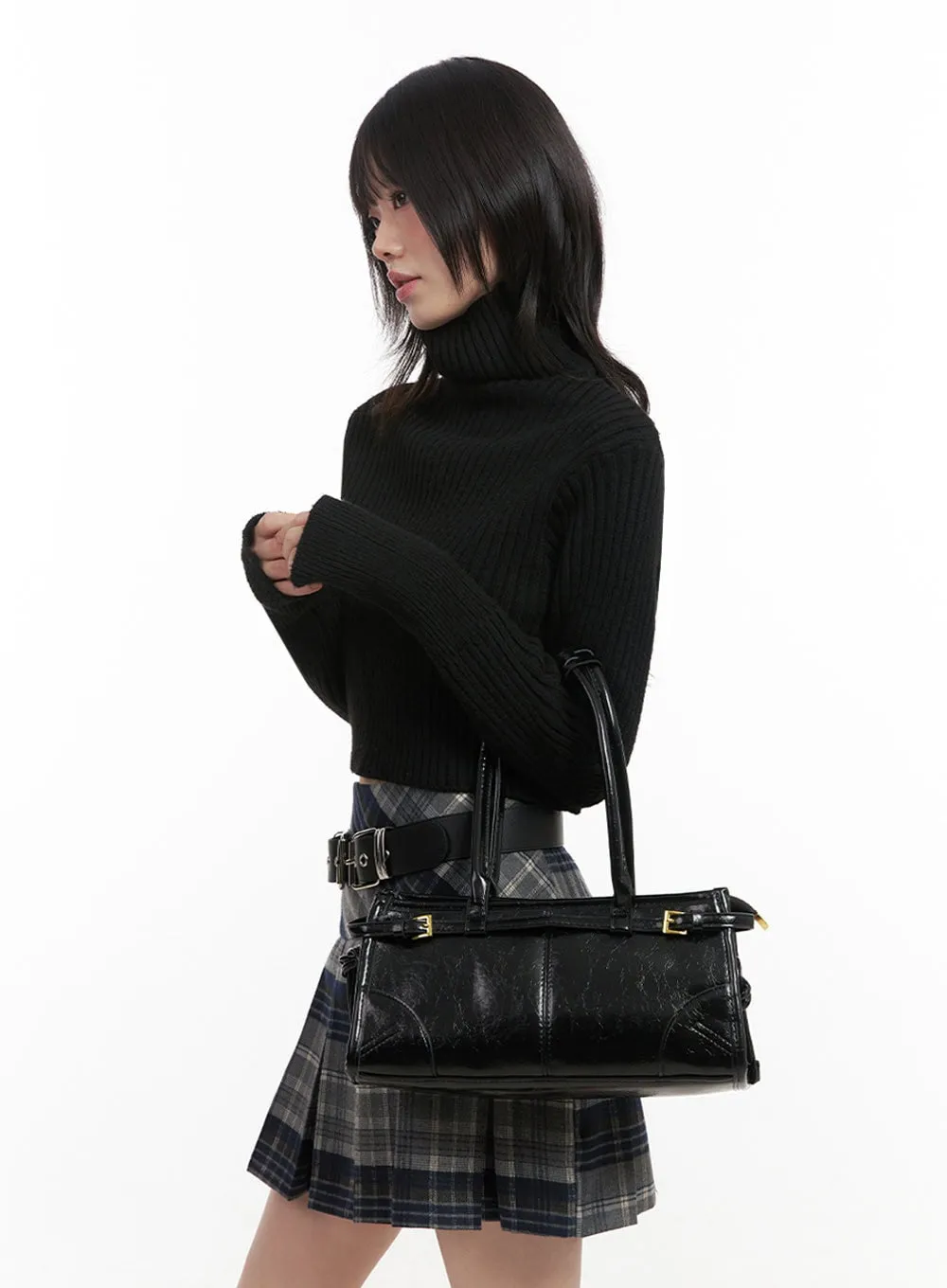 Stylish Buckle Shoulder Bag IN427