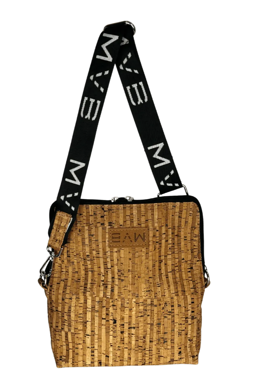 Summer Canvas & Cork Vegan Crossbody Flop Bag | Soft Natural