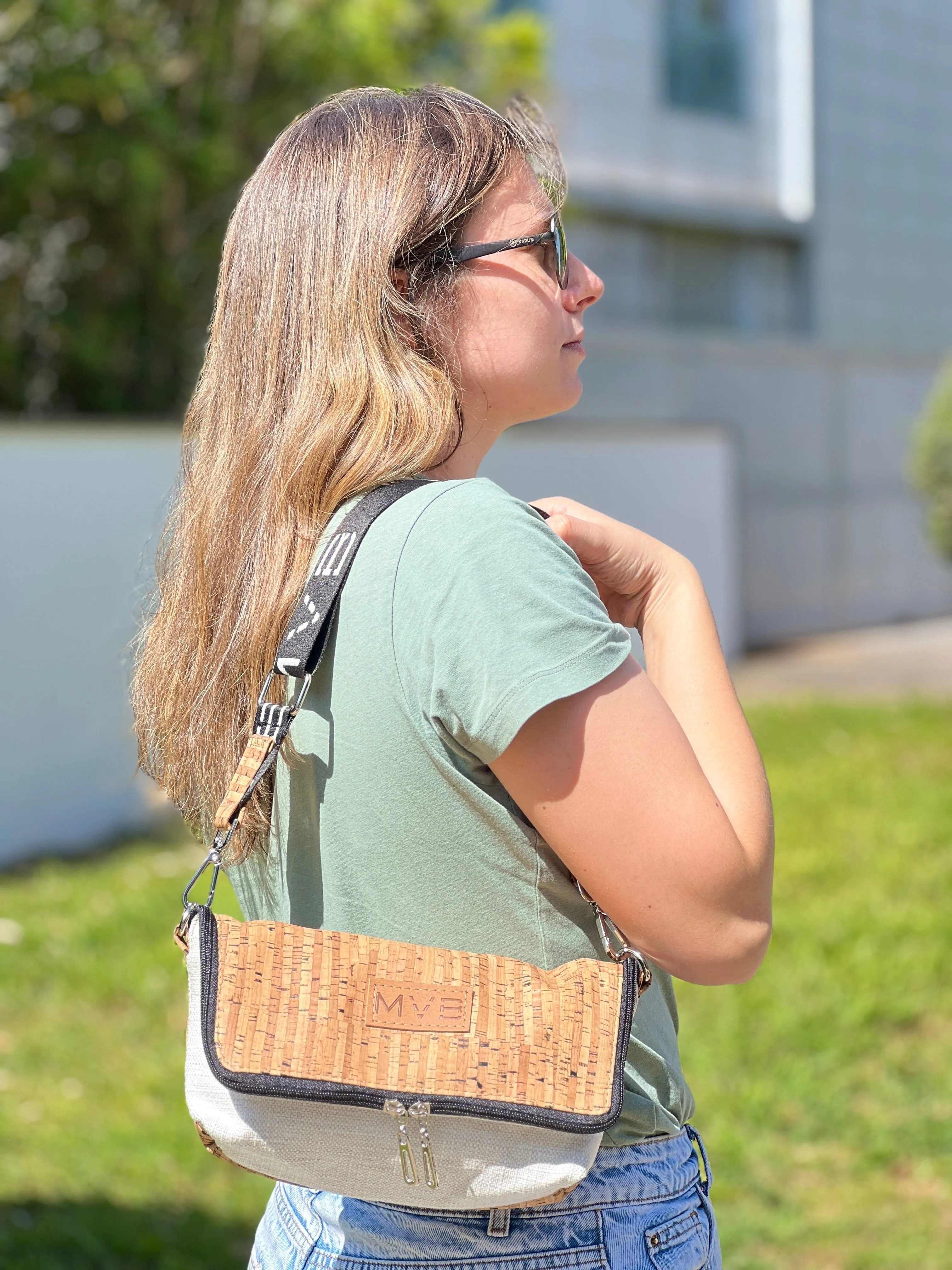 Summer Canvas & Cork Vegan Crossbody Flop Bag | Soft Natural