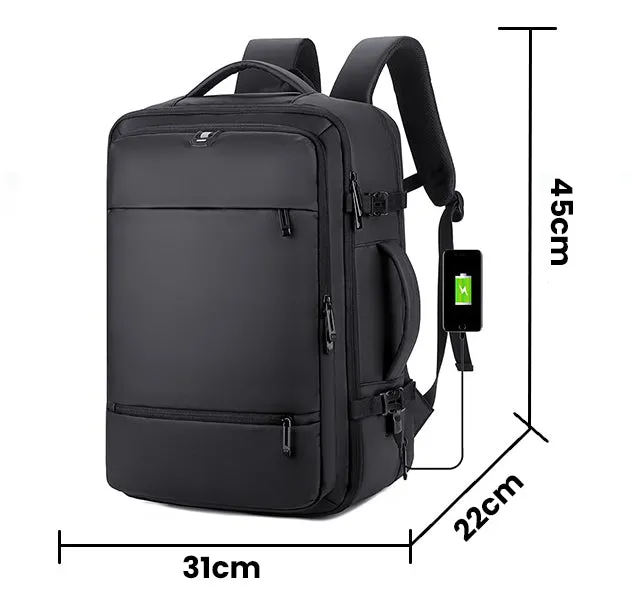 The JetSetter Travel Laptop Backpack by Camel Mountain – 30L, Fits 15.6" Laptop