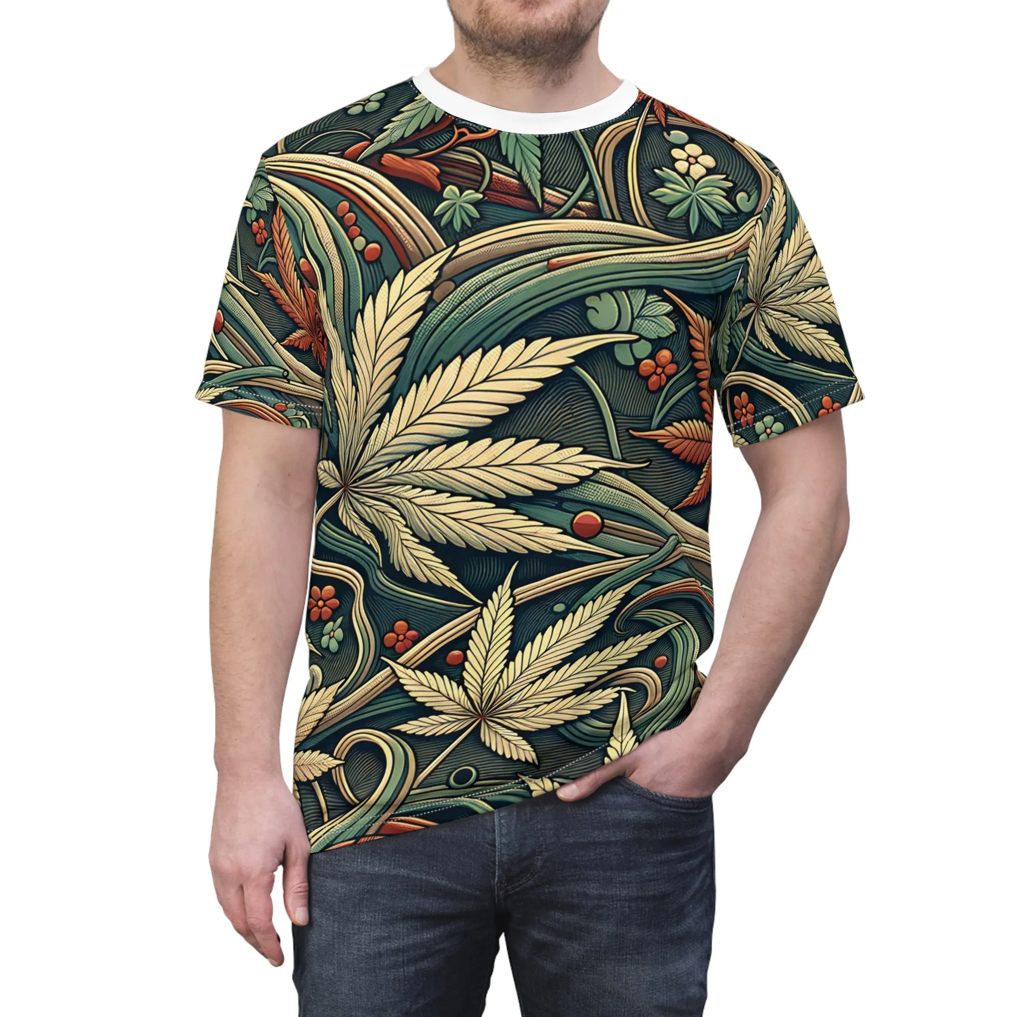 Weed Wallpaper - Unisex Cut & Sew Tee (AOP)