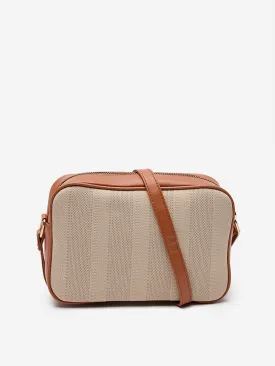 Westside Beige and Brown Textured Sling Bag