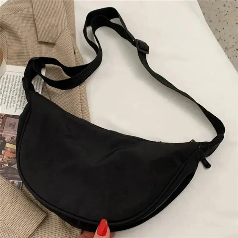 Women's Crossbody Dumpling Shape Lightweight Underarm Knapsack Nylon Large Capacity Smooth Zipper Female's One Shoulder Bag