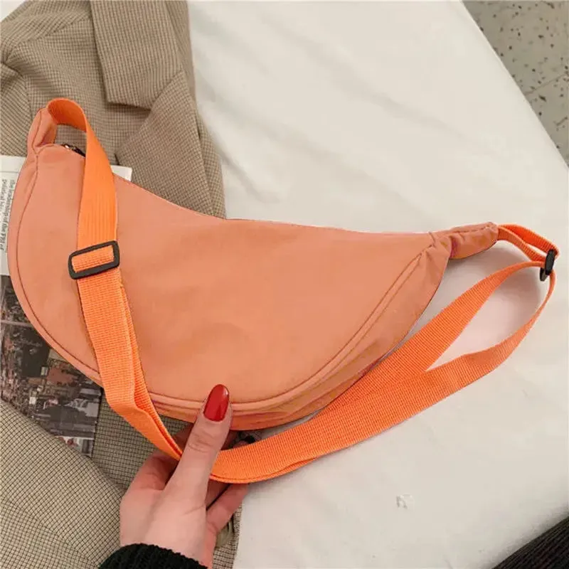 Women's Crossbody Dumpling Shape Lightweight Underarm Knapsack Nylon Large Capacity Smooth Zipper Female's One Shoulder Bag