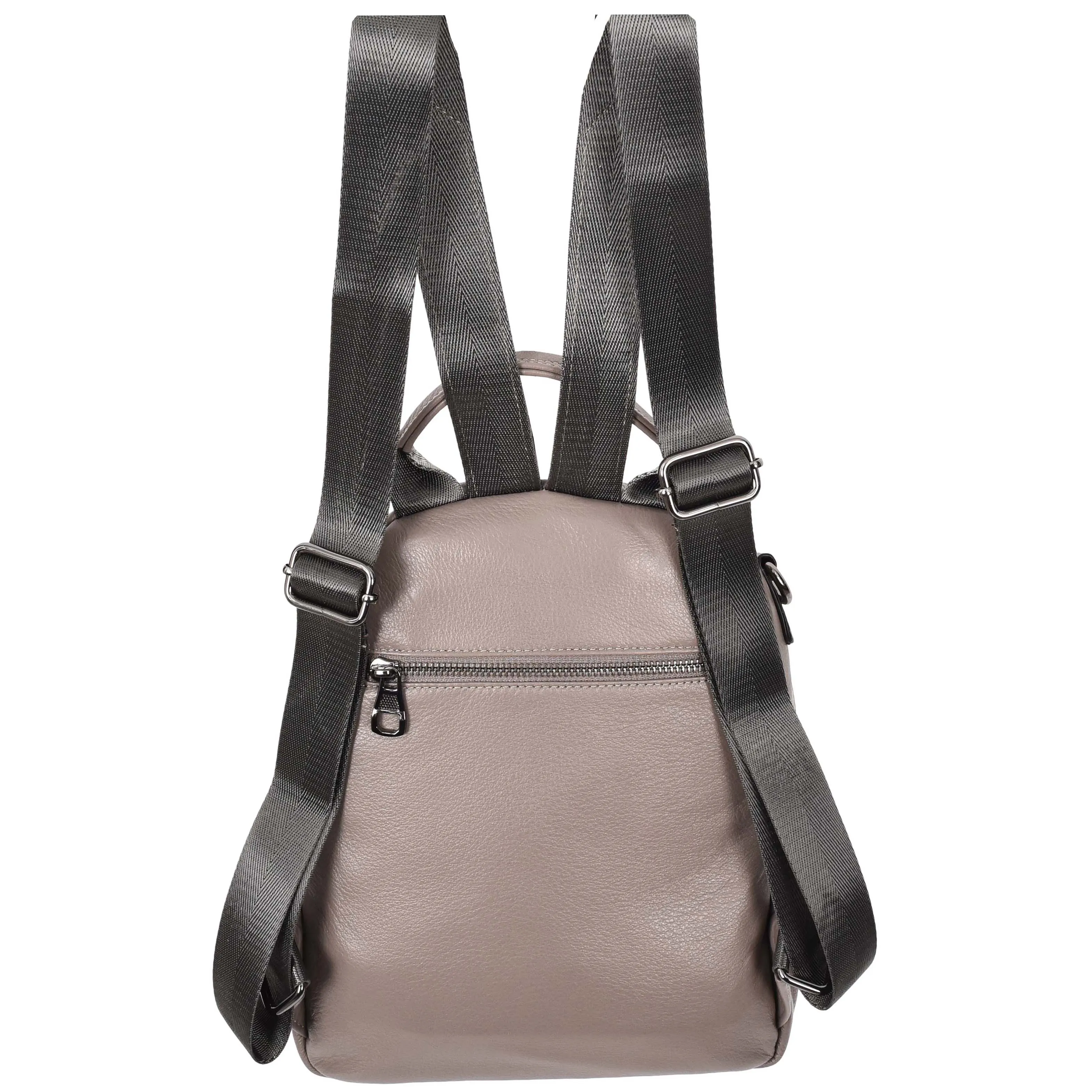 Womens Real Leather Backpack Multi-Zip Pockets Shoulder Bag Rucksack A665 Grey