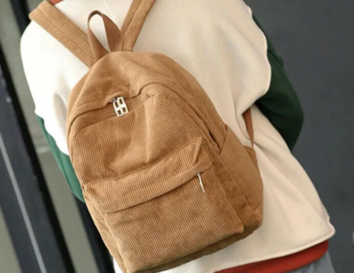 Women's Retro Corduroy Backpack