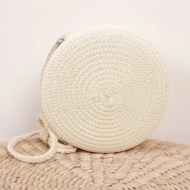 Women's Round Woven Straw Bag