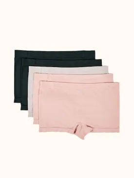 Women's Seamless Boyshort Underwear (5 Pack) - Peach Skin/Black